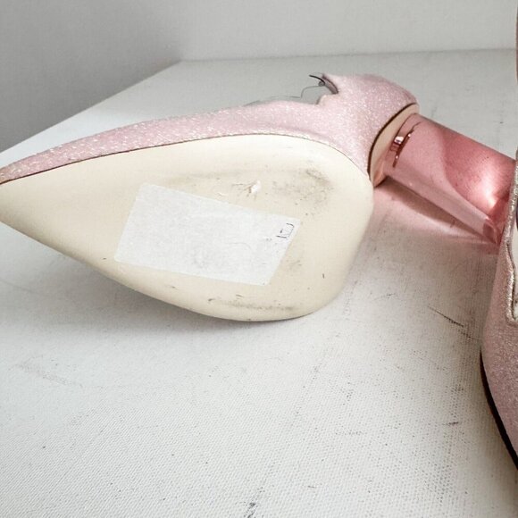 Francesca Bellavita Pink Glitter Scalloped Edge High Heels 38 - Picture 10 of 10